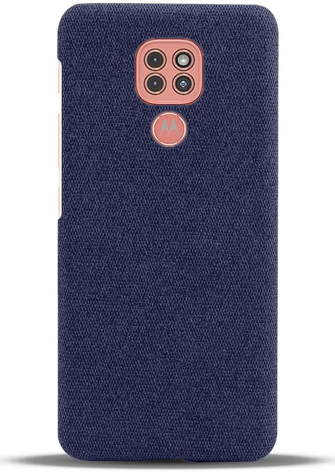 Motorola Moto G9 Play Stof Hard Back Cover Blauw afbeelding 3