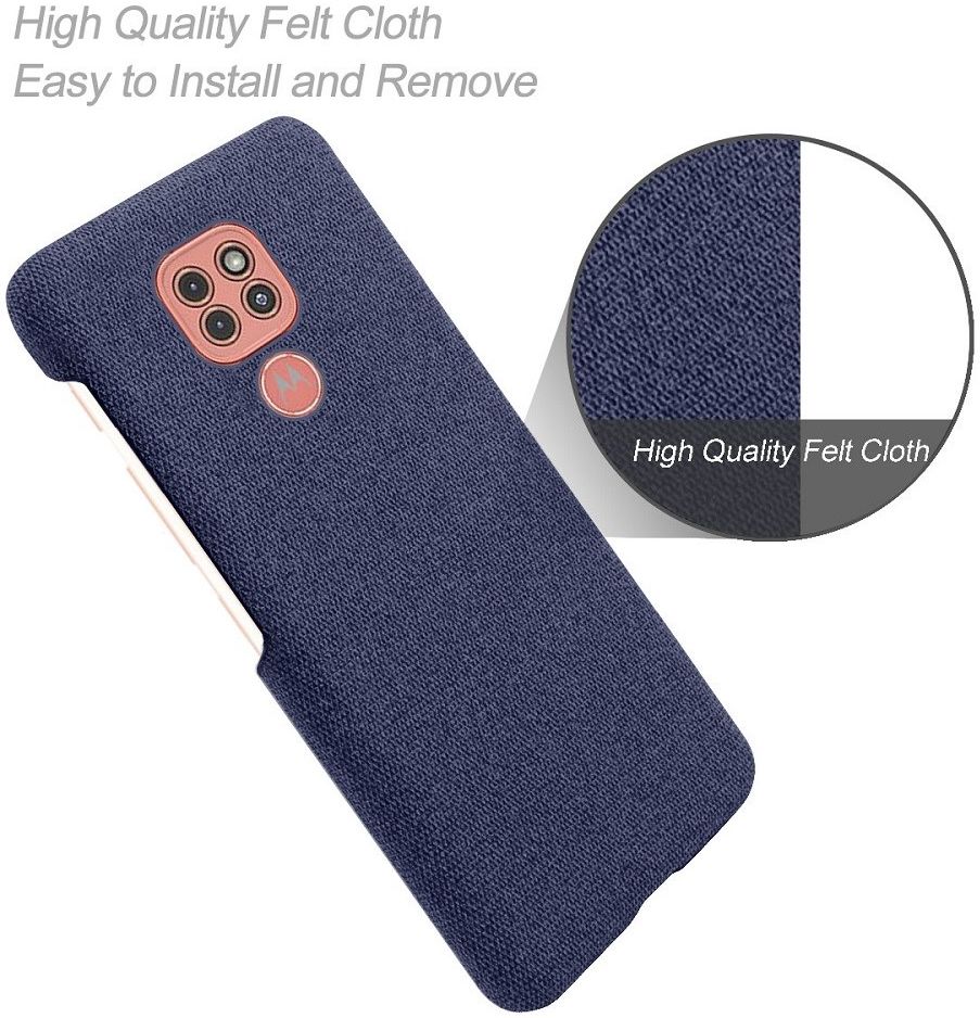 Motorola Moto G9 Play Stof Hard Back Cover Blauw afbeelding 4