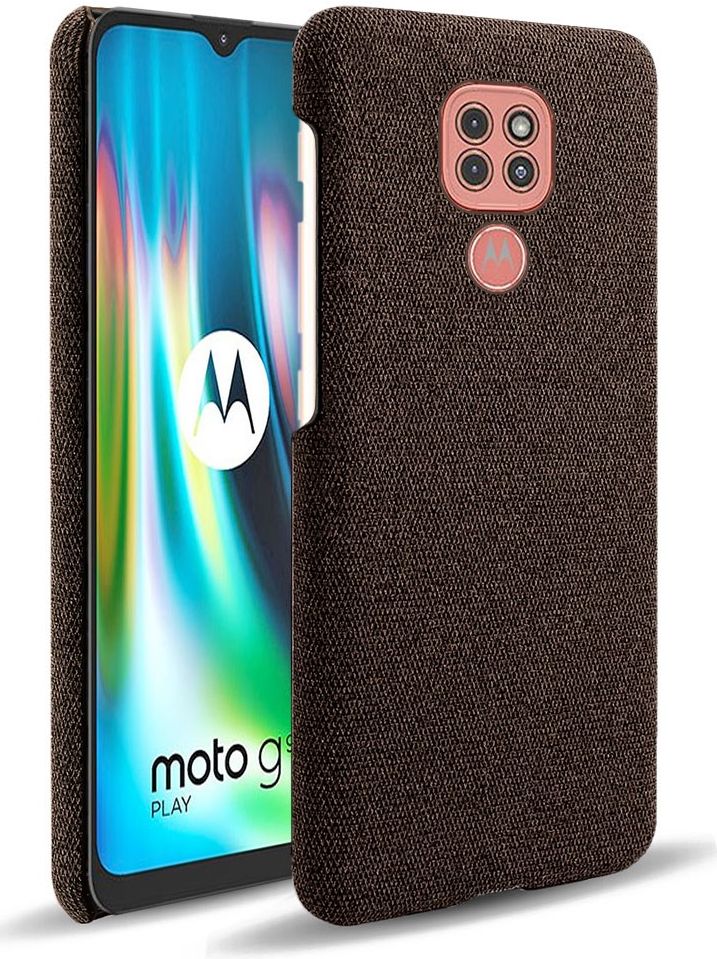 Motorola Moto G9 Play Stof Hard Back Cover Coffee afbeelding 1
