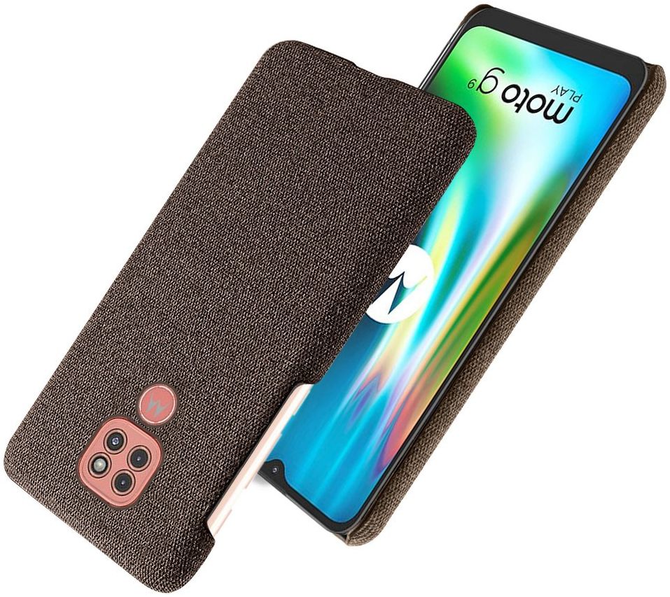 Motorola Moto G9 Play Stof Hard Back Cover Coffee afbeelding 2