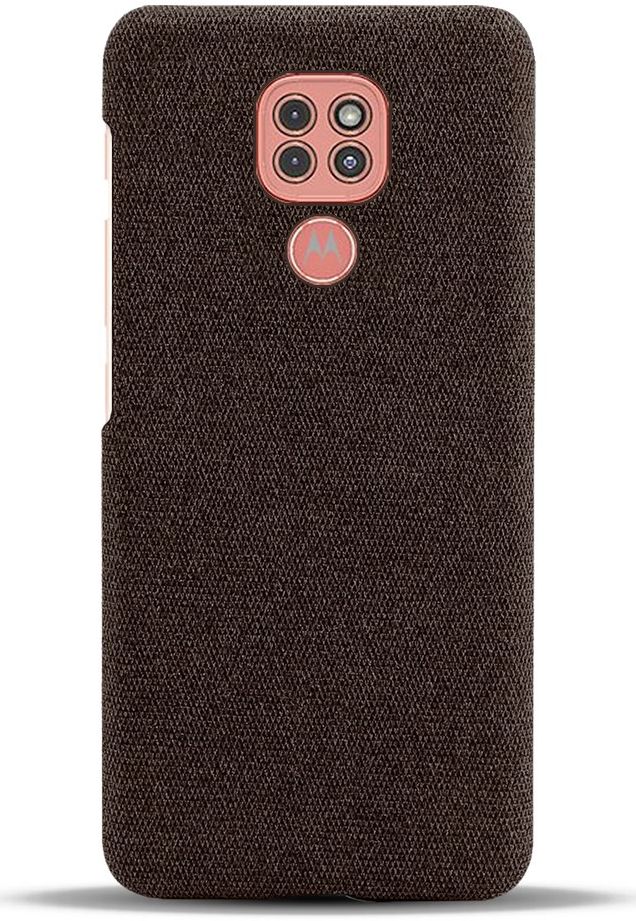 Motorola Moto G9 Play Stof Hard Back Cover Coffee afbeelding 3