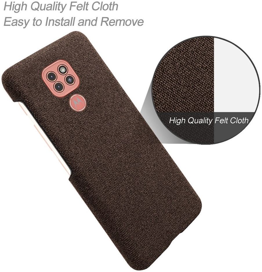 Motorola Moto G9 Play Stof Hard Back Cover Coffee afbeelding 4
