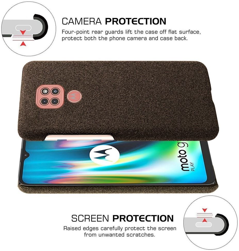 Motorola Moto G9 Play Stof Hard Back Cover Coffee afbeelding 5