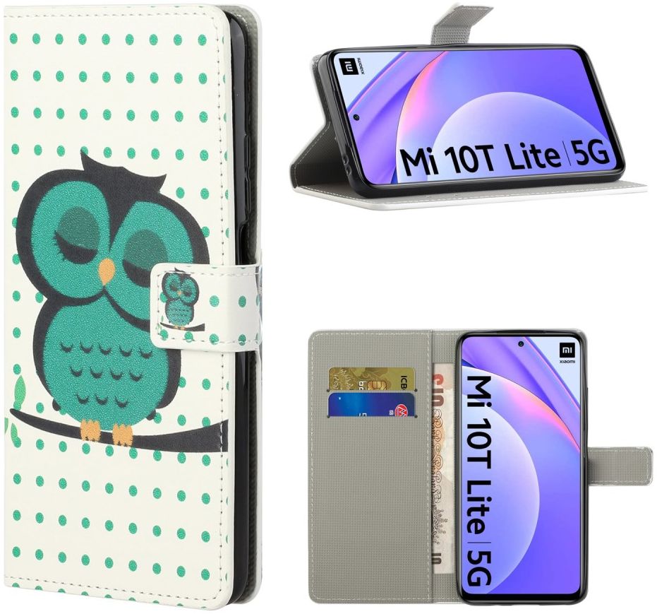 Xiaomi Mi 10T Lite Uilen Print Book Case afbeelding 1