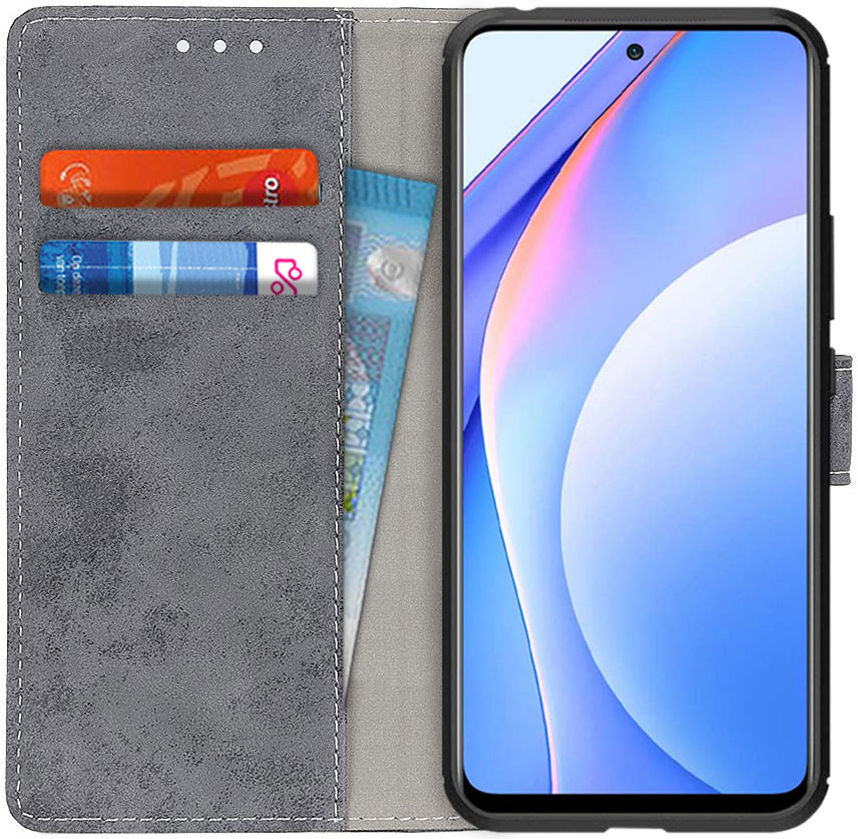 Xiaomi Mi 10T Lite Retro Wallet Book Case Hoesje Zwart afbeelding 1