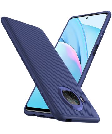 Xiaomi Mi 10T Lite Hoesje Twill Slim Textuur Back Cover Blauw Hoesjes