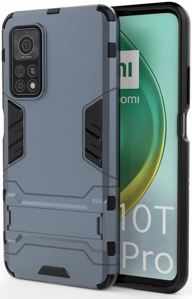 Xiaomi Mi 10T / Mi 10Pro Shockproof Backcover Met Kickstand Blauw afbeelding 1