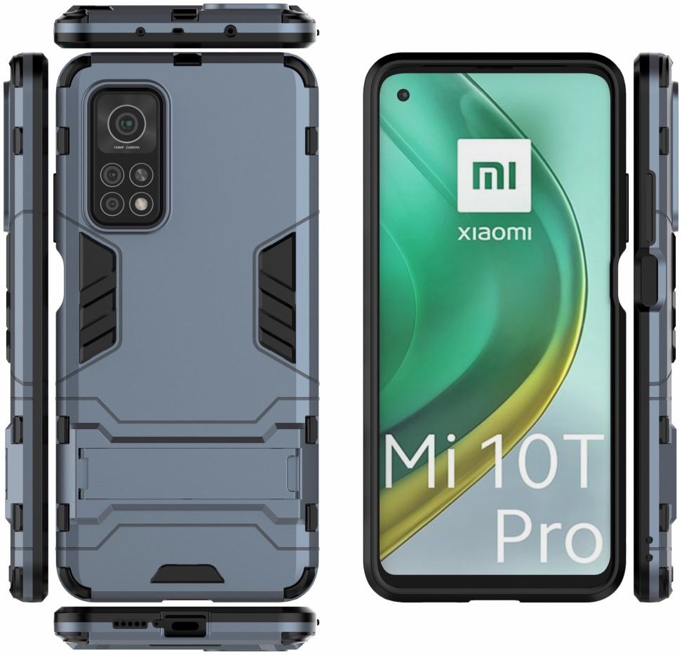 Xiaomi Mi 10T / Mi 10Pro Shockproof Backcover Met Kickstand Blauw afbeelding 4