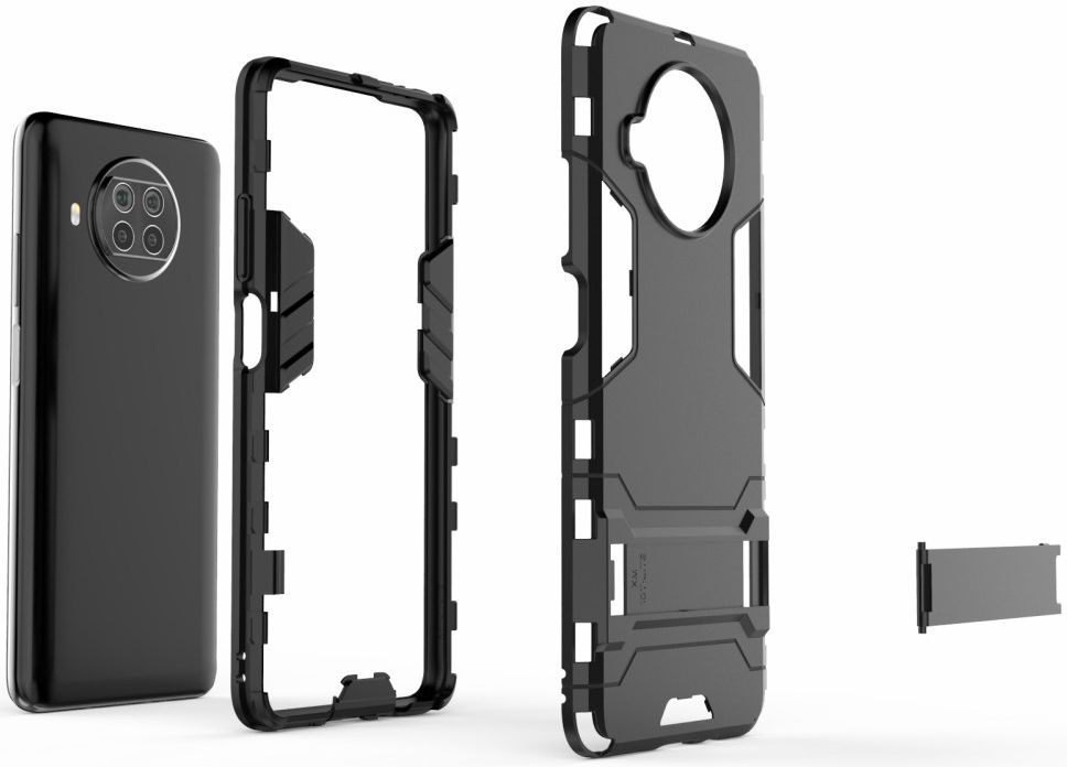 Xiaomi Redmi Note 9 Pro / Note 9S Shockproof Backcover Kickstand Zwart afbeelding 6