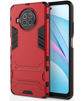 Xiaomi Redmi Note 9 Pro / Note 9S Shockproof Backcover Kickstand Rood Hoesjes