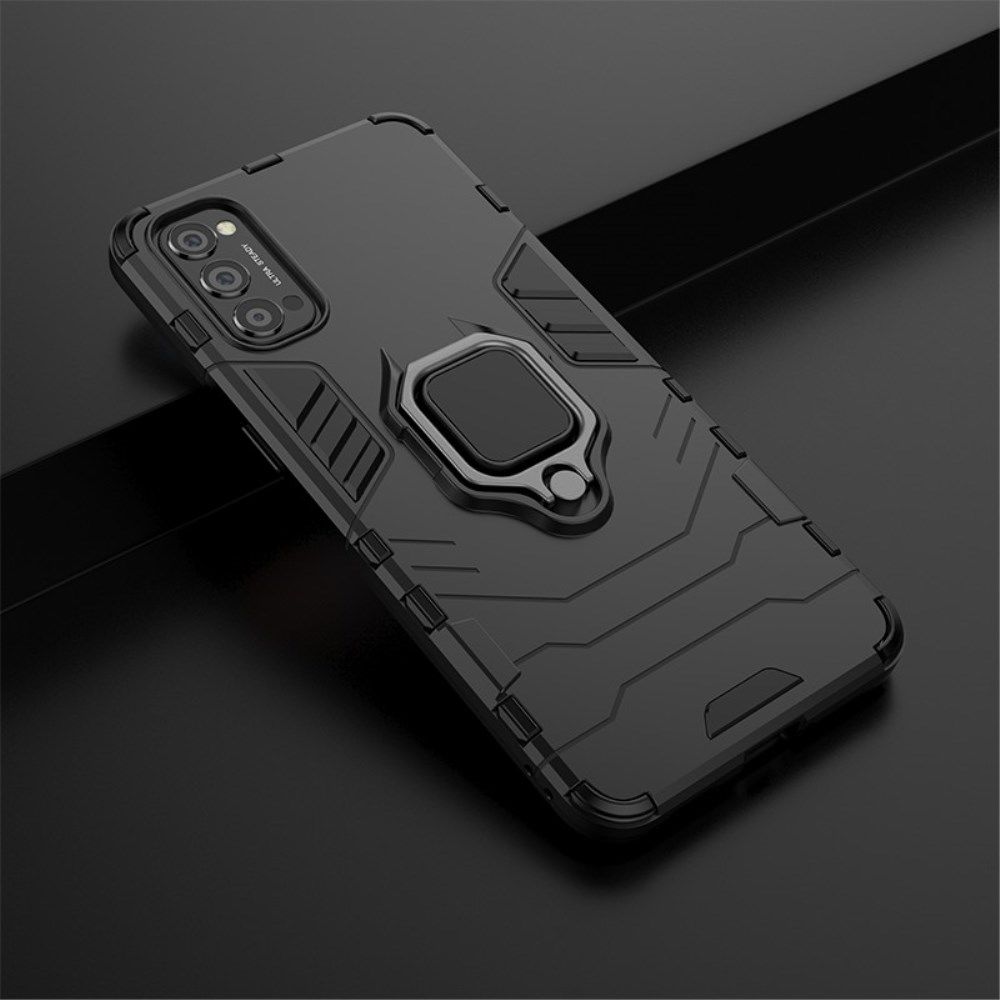 Oppo Reno 4 5G Hoesje Shock Proof Back Cover Met Kickstand Ring Zwart afbeelding 11