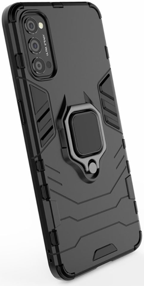 Oppo Reno 4 5G Hoesje Shock Proof Back Cover Met Kickstand Ring Zwart afbeelding 7