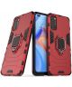Oppo Reno 4 5G Hoesje Shock Proof Back Cover Met Kickstand Ring Rood