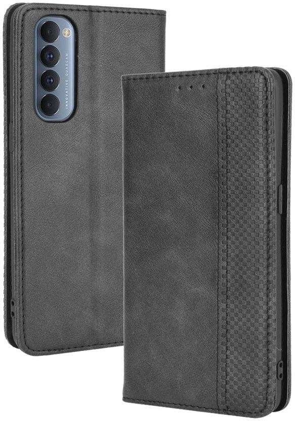 Oppo Reno 4 Pro 4G Hoesje Retro Portemonnee Book Case Zwart afbeelding 1