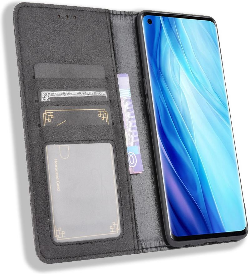 Oppo Reno 4 Pro 4G Hoesje Retro Portemonnee Book Case Zwart afbeelding 2