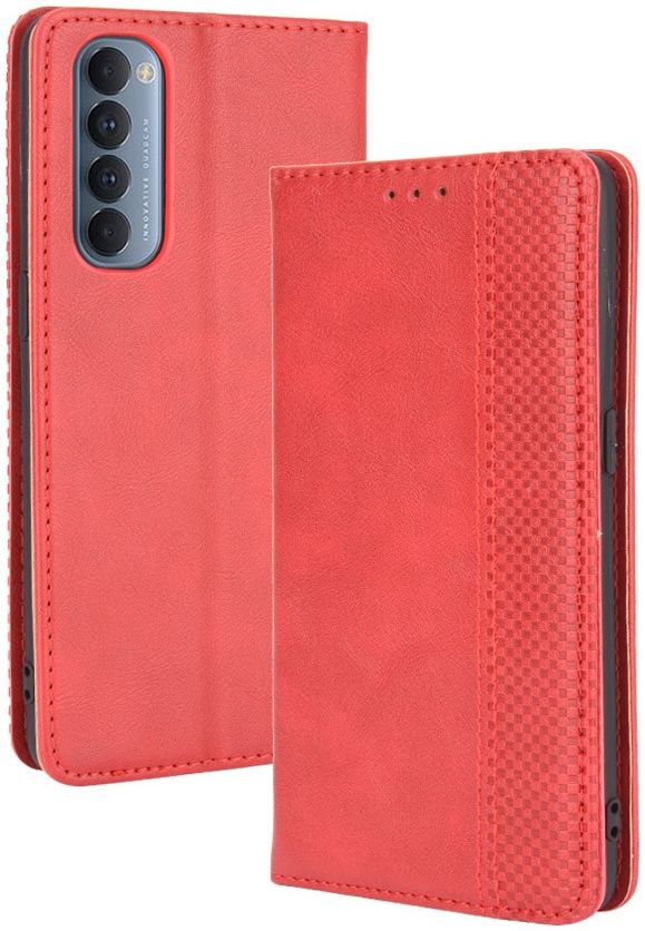 Oppo Reno 4 Pro 4G Hoesje Retro Portemonnee Book Case Rood afbeelding 1