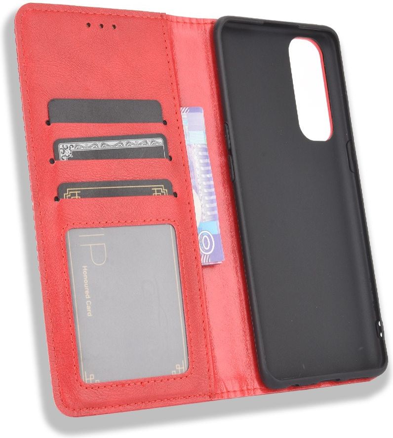Oppo Reno 4 Pro 4G Hoesje Retro Portemonnee Book Case Rood afbeelding 7