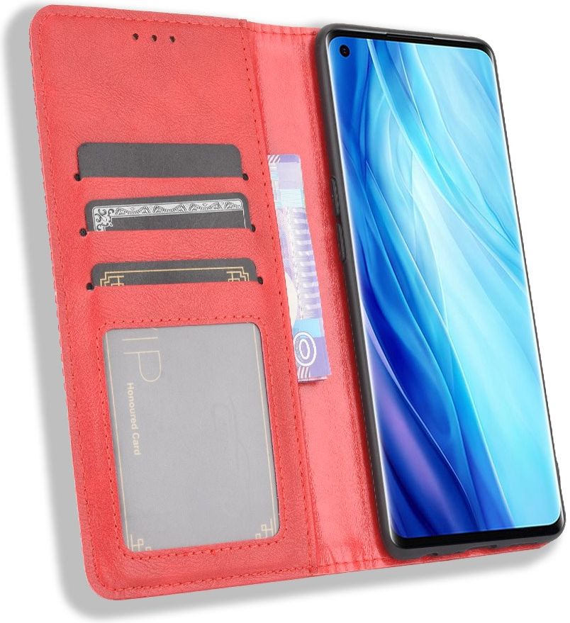 Oppo Reno 4 Pro 4G Hoesje Retro Portemonnee Book Case Rood afbeelding 2