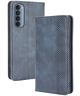 Oppo Reno 4 Pro 4G Hoesje Retro Portemonnee Book Case Blauw