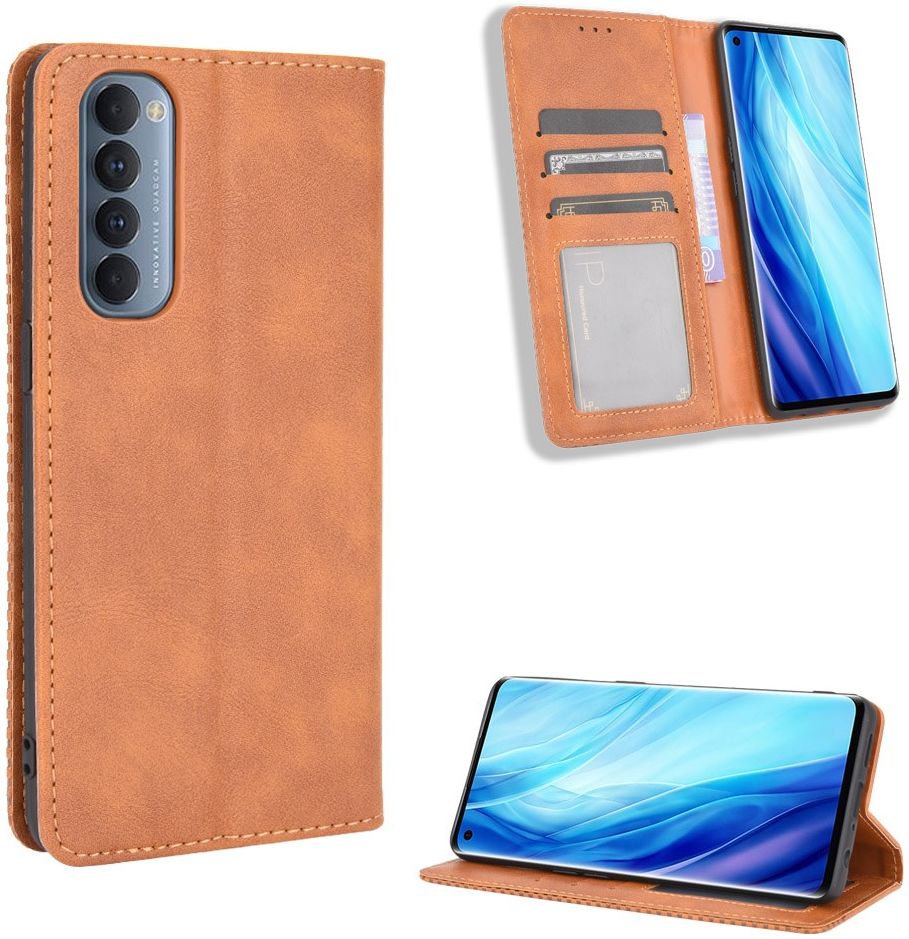 Oppo Reno 4 Pro 4G Hoesje Retro Portemonnee Book Case Bruin afbeelding 3