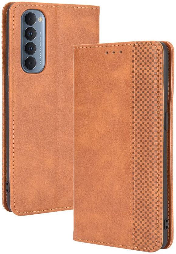 Oppo Reno 4 Pro 4G Hoesje Retro Portemonnee Book Case Bruin afbeelding 1