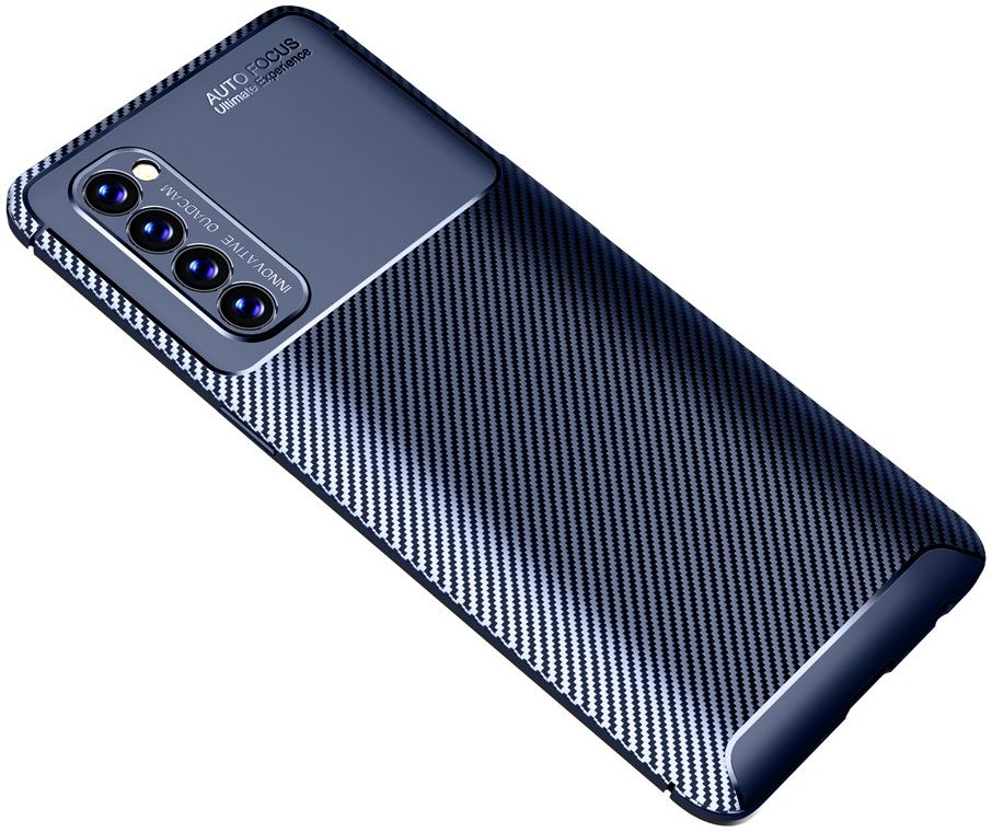 Oppo Reno 4 Pro 4G Hoesje TPU Carbon Fiber Blauw afbeelding 2