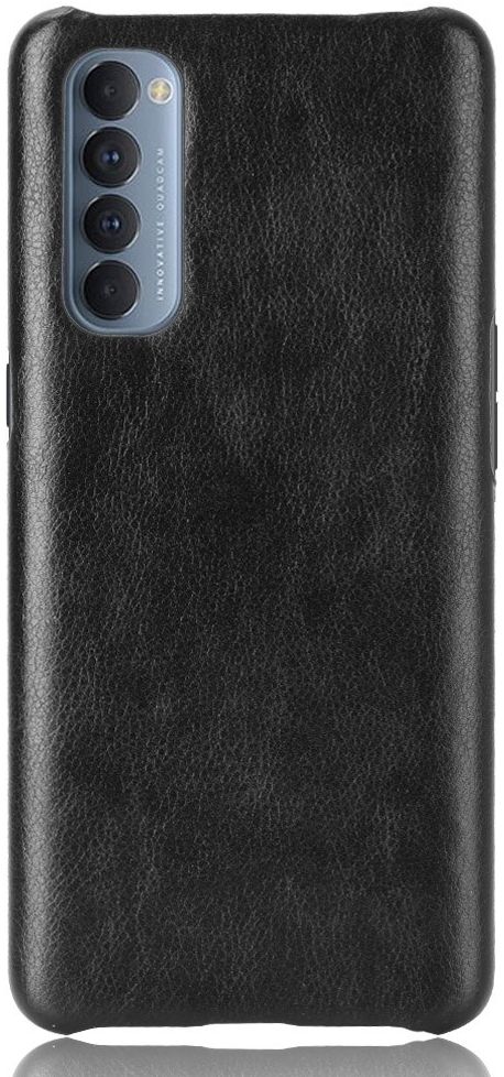 Oppo Reno 4 Pro 4G Hoesje Litchi Skin Kunstleer Back Cover Zwart afbeelding 1