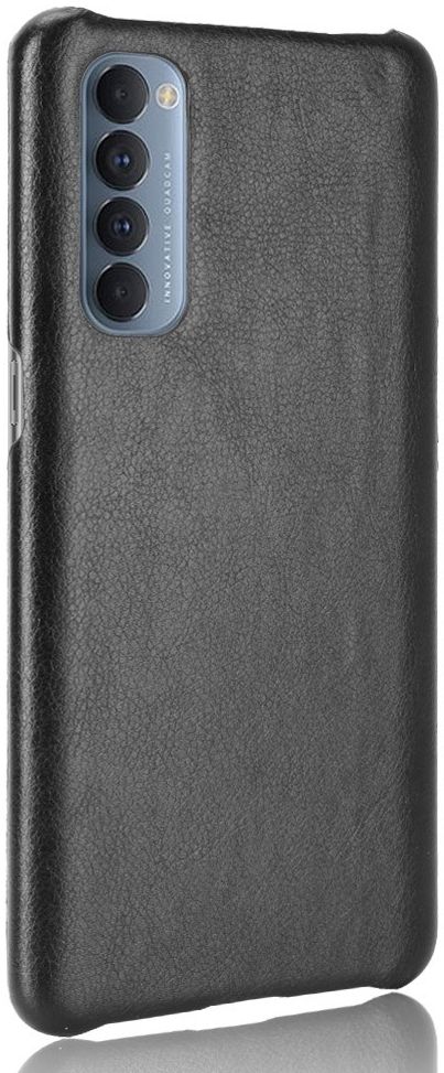 Oppo Reno 4 Pro 4G Hoesje Litchi Skin Kunstleer Back Cover Zwart afbeelding 2