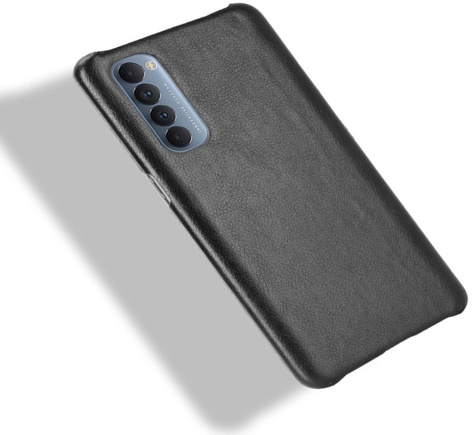 Oppo Reno 4 Pro 4G Hoesje Litchi Skin Kunstleer Back Cover Zwart afbeelding 4