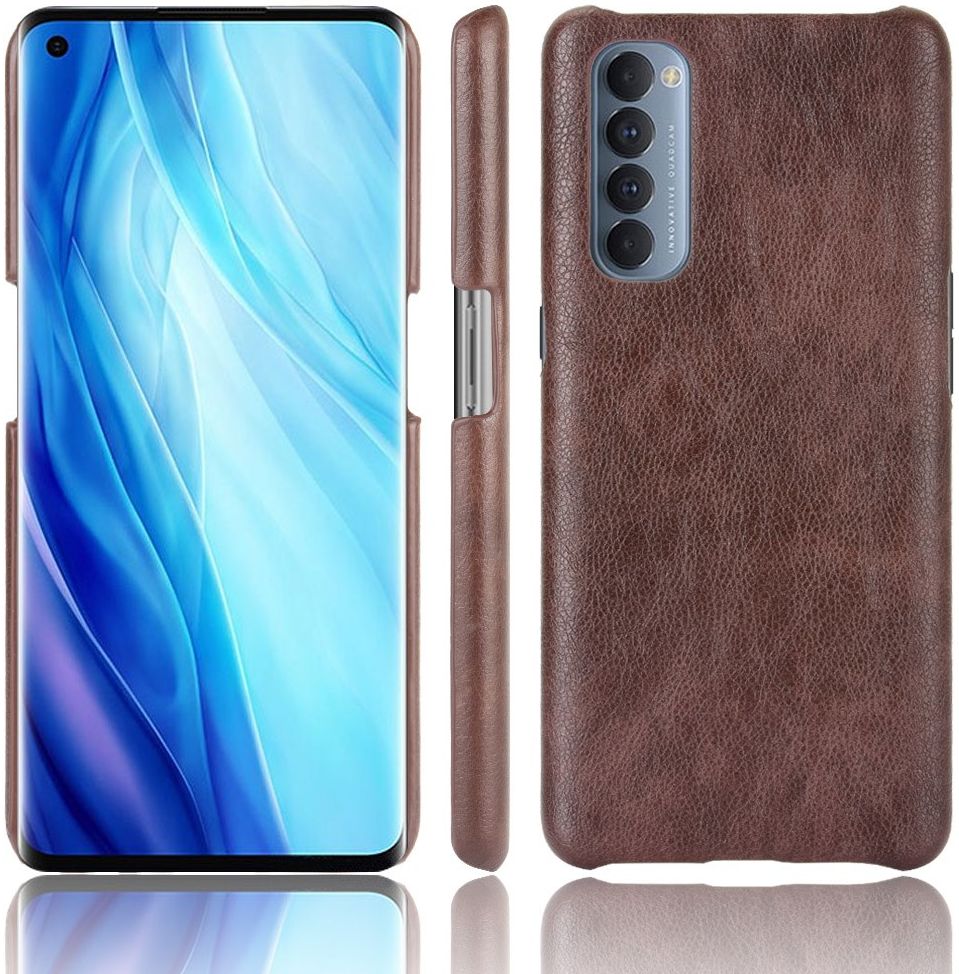 Oppo Reno 4 Pro 4G Hoesje Litchi Skin Kunstleer Back Cover Bruin afbeelding 3