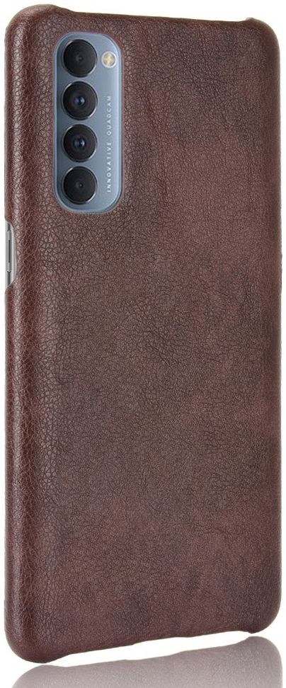 Oppo Reno 4 Pro 4G Hoesje Litchi Skin Kunstleer Back Cover Bruin afbeelding 2