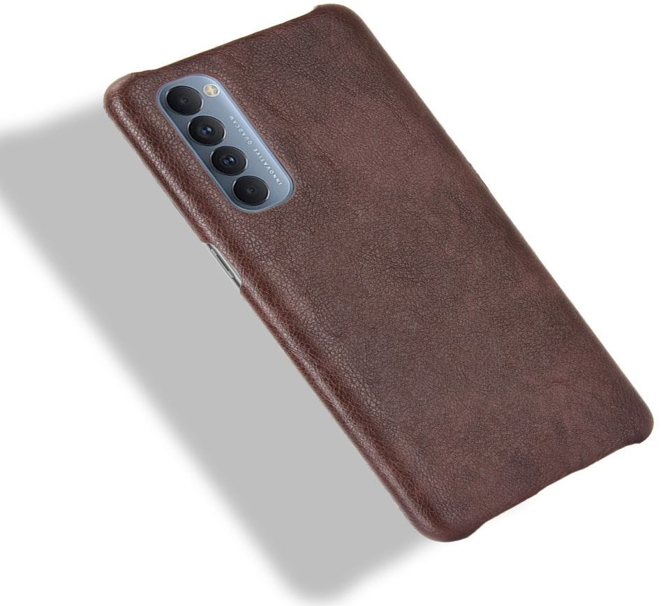 Oppo Reno 4 Pro 4G Hoesje Litchi Skin Kunstleer Back Cover Bruin afbeelding 4