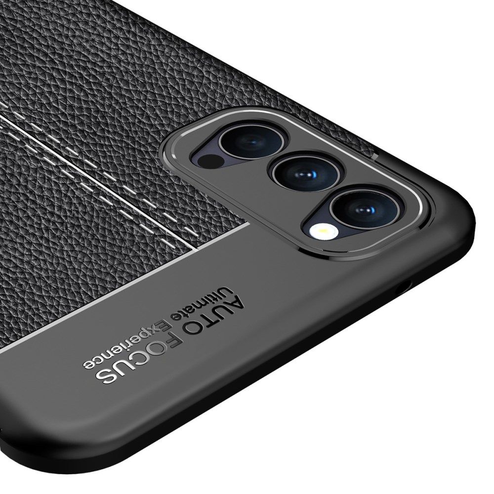 Oppo Reno 4 5G Hoesje Litchi Skin Back Cover Zwart afbeelding 5