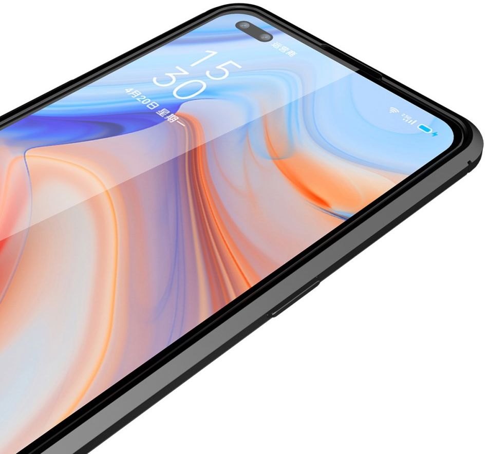 Oppo Reno 4 5G Hoesje Litchi Skin Back Cover Zwart afbeelding 6