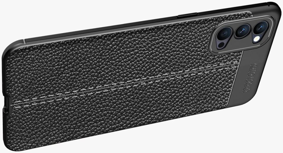 Oppo Reno 4 5G Hoesje Litchi Skin Back Cover Zwart afbeelding 8