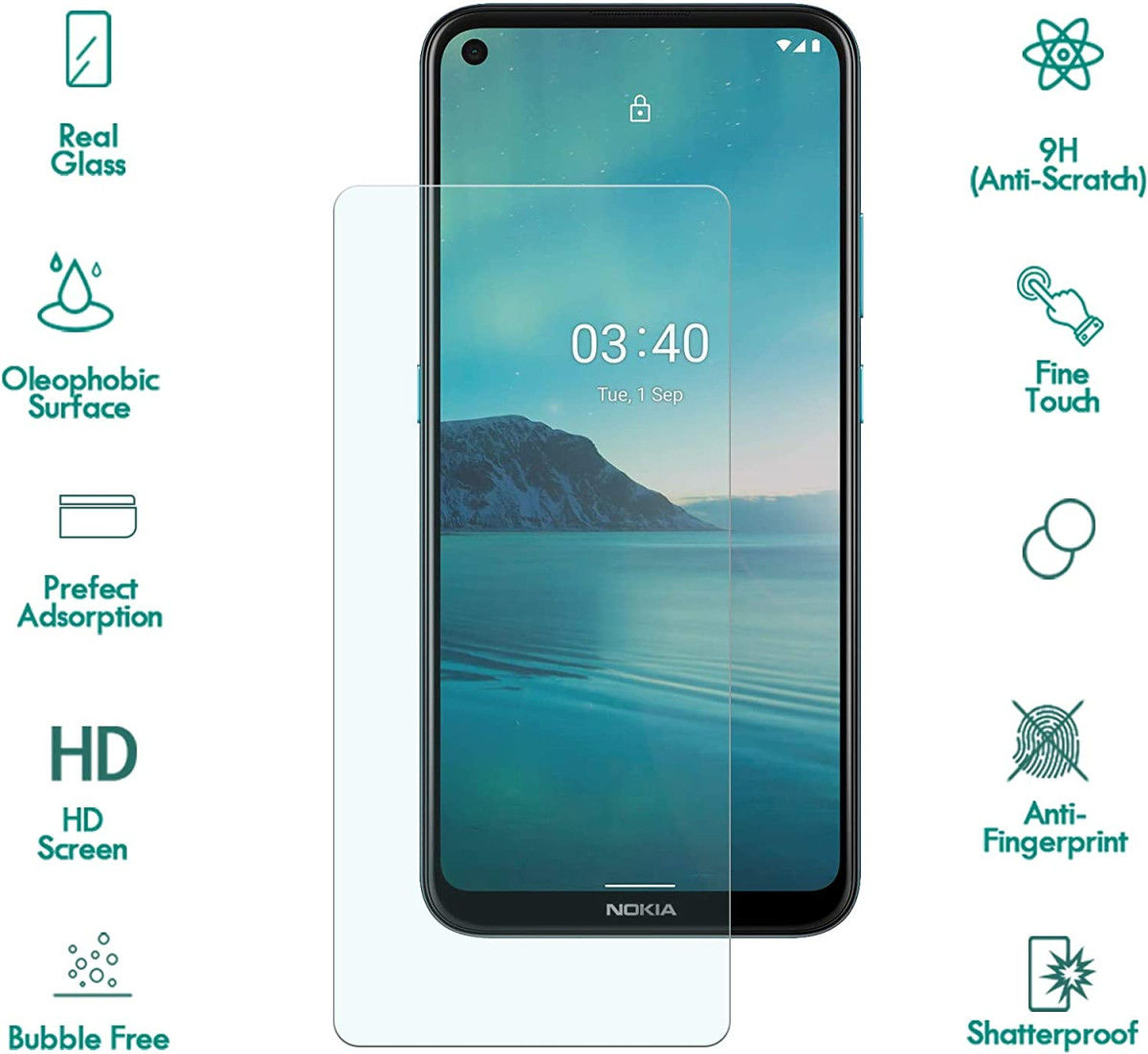Nokia 3.4 0.3mm Arc Edge Tempered Glass Screen Protector afbeelding 2