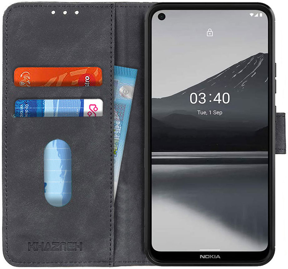 Nokia 3.4 Vintage Book Case Hoesje Wallet Zwart afbeelding 1