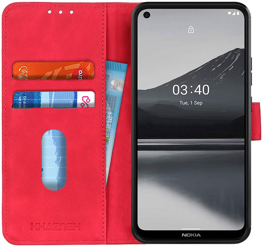 Nokia 3.4 Vintage Book Case Hoesje Wallet Rood afbeelding 1