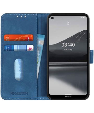 Nokia 3.4 Vintage Book Case Hoesje Wallet Blauw Hoesjes