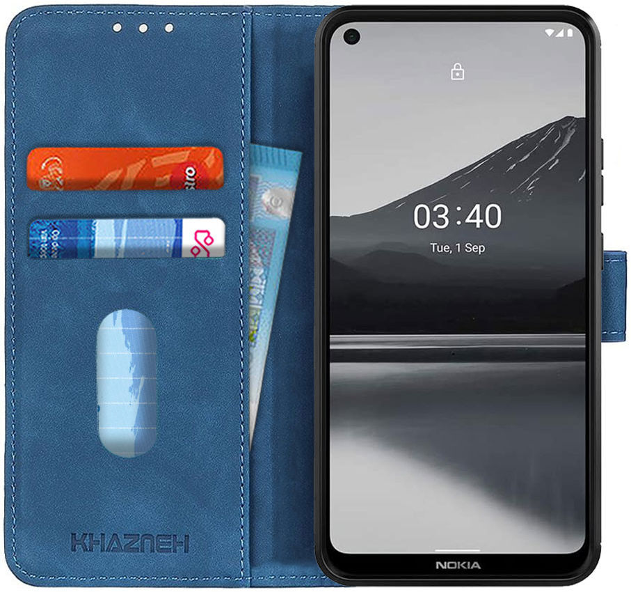 Nokia 3.4 Vintage Book Case Hoesje Wallet Blauw afbeelding 1