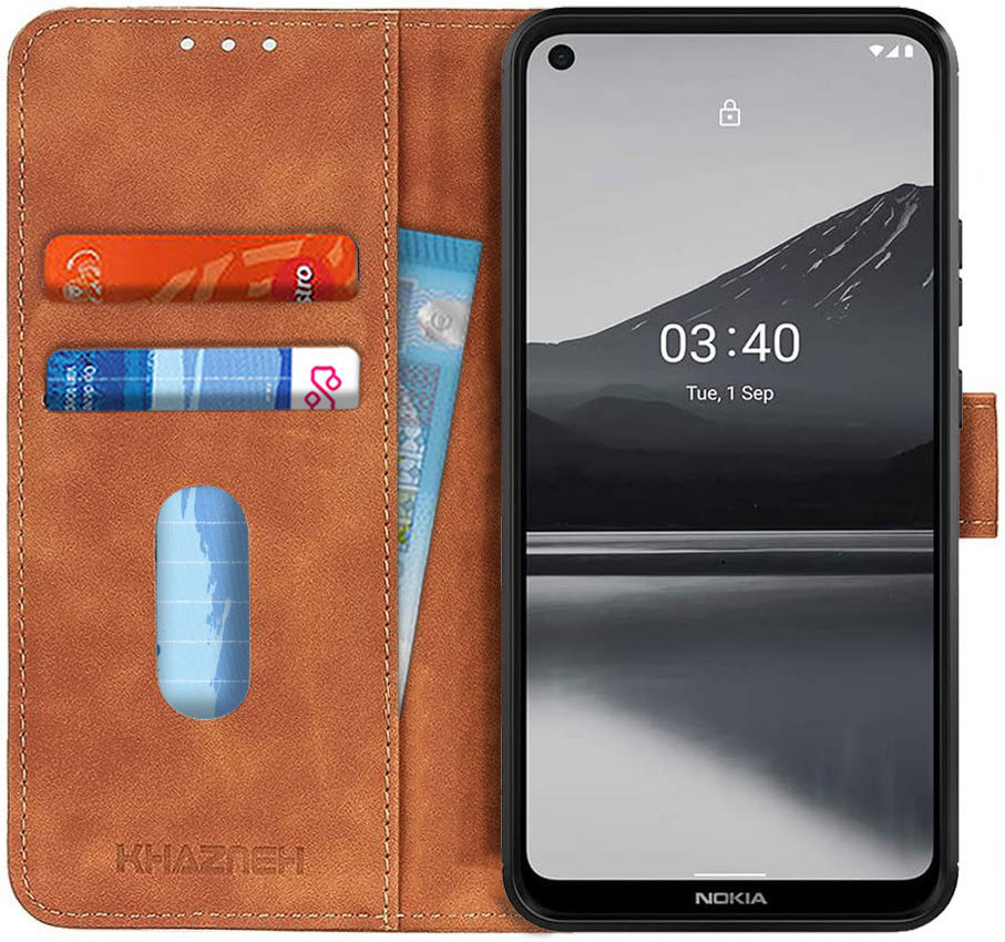 Nokia 3.4 Vintage Book Case Hoesje Wallet Bruin afbeelding 1