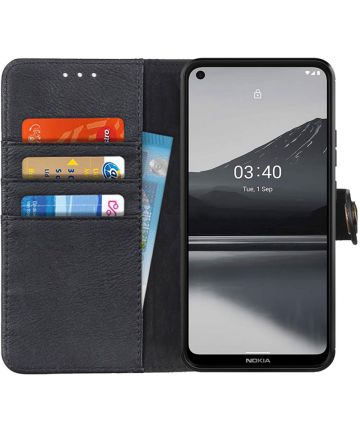 Nokia 3.4 Hoesje Retro Wallet Book Case Zwart Hoesjes