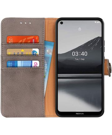 Nokia 3.4 Hoesje Retro Wallet Book Case Grijs Hoesjes