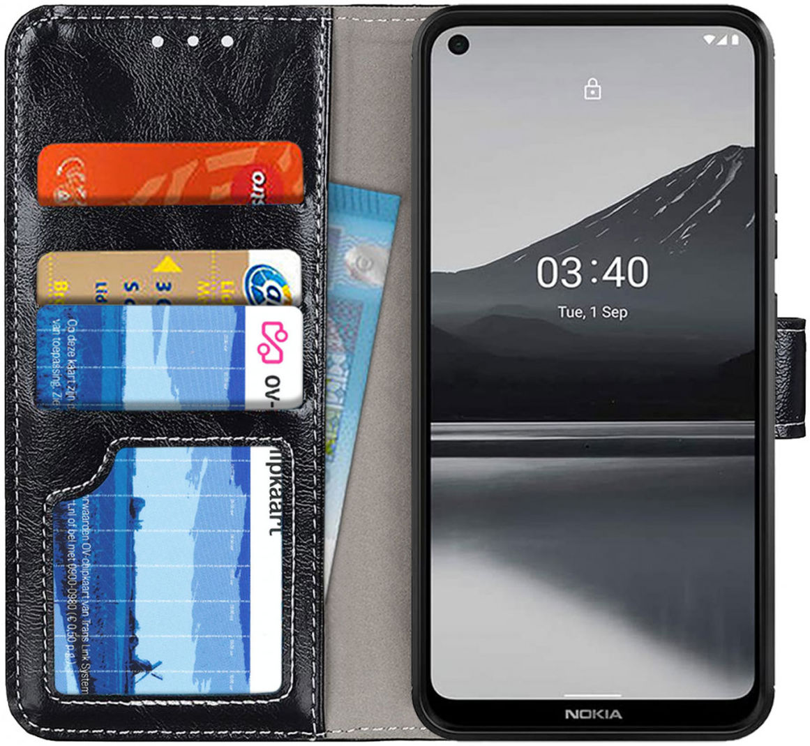 Nokia 3.4 Portemonnee Stand Hoesje Zwart afbeelding 1