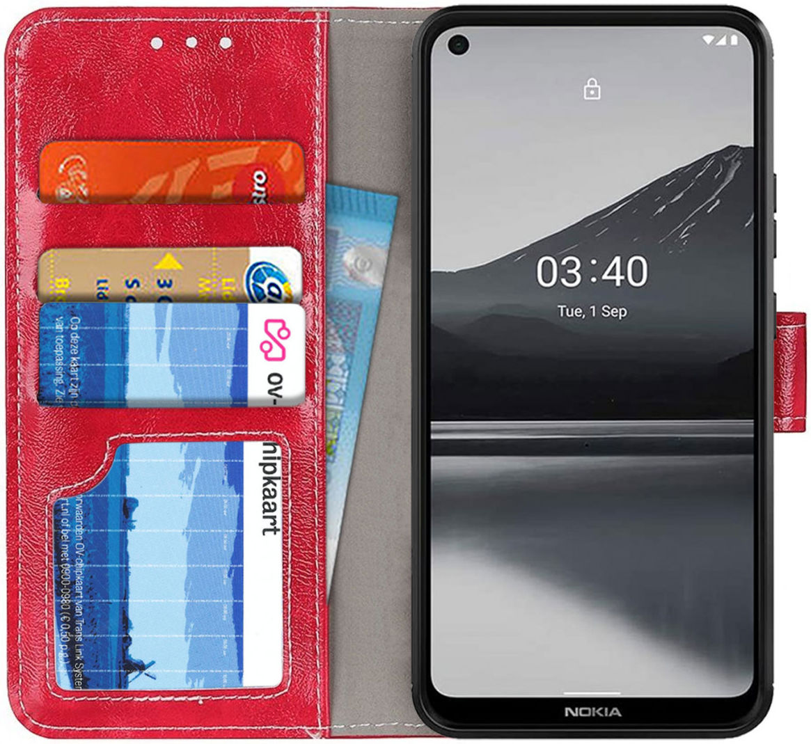Nokia 3.4 Portemonnee Stand Hoesje Rood afbeelding 1