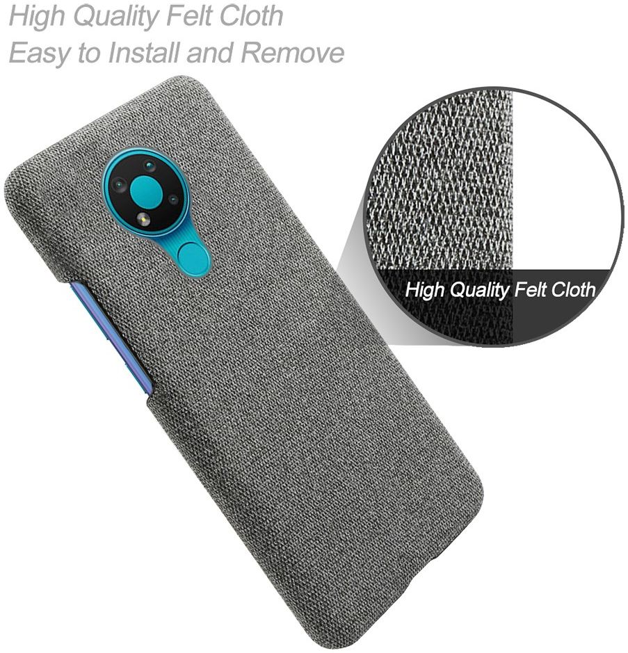 Nokia 3.4 Stof Textuur Back Cover Grijs afbeelding 4
