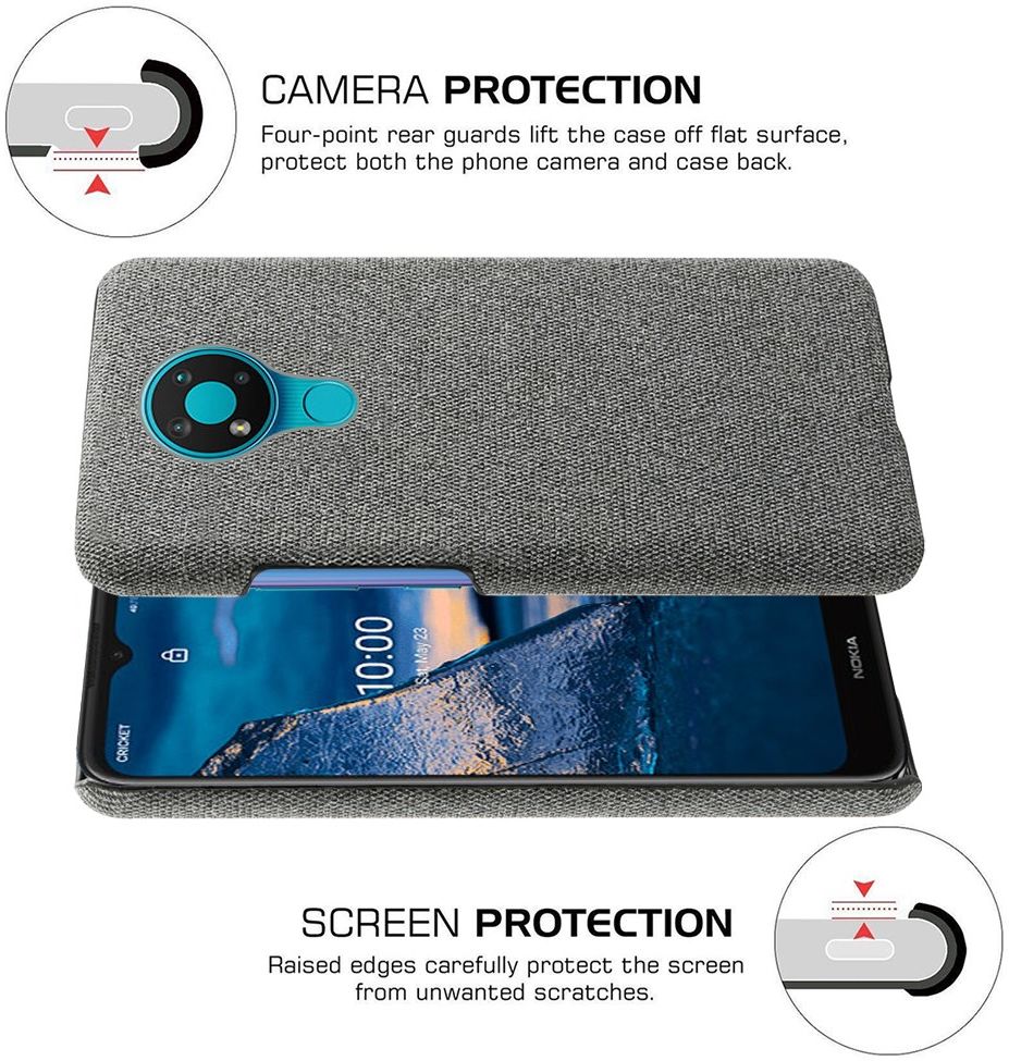 Nokia 3.4 Stof Textuur Back Cover Grijs afbeelding 5