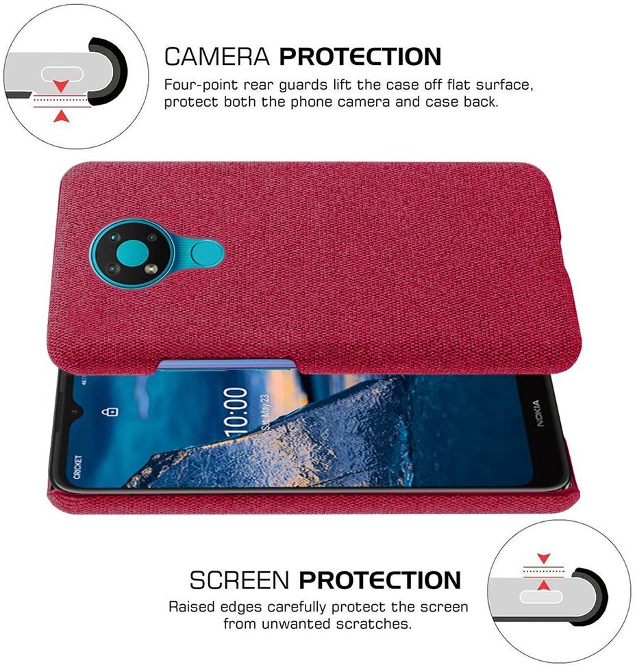 Nokia 3.4 Stof Textuur Back Cover Rood afbeelding 5