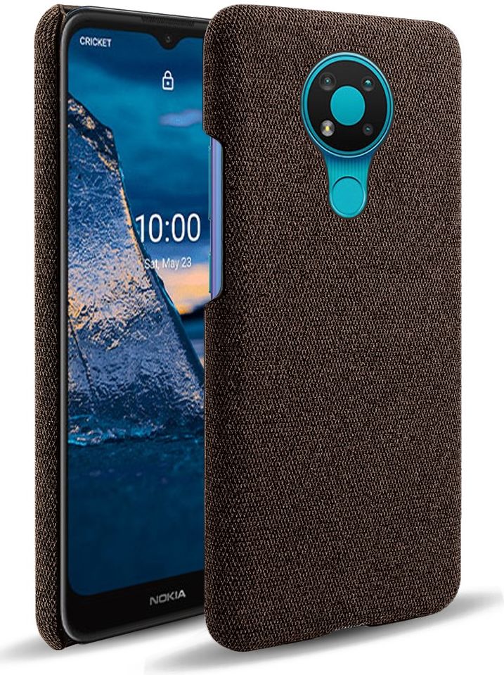 Nokia 3.4 Stof Textuur Back Cover Bruin afbeelding 1