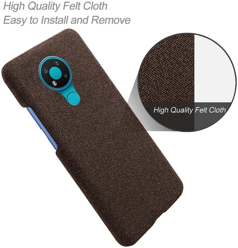 Nokia 3.4 Stof Textuur Back Cover Bruin afbeelding 4